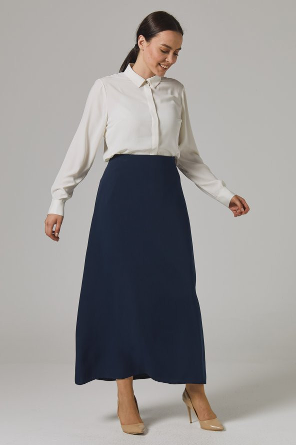 KADIN BÜYÜK BEDEN ÇAN ETEK SORALLİNE 778 LACİVERT SORALLİNE