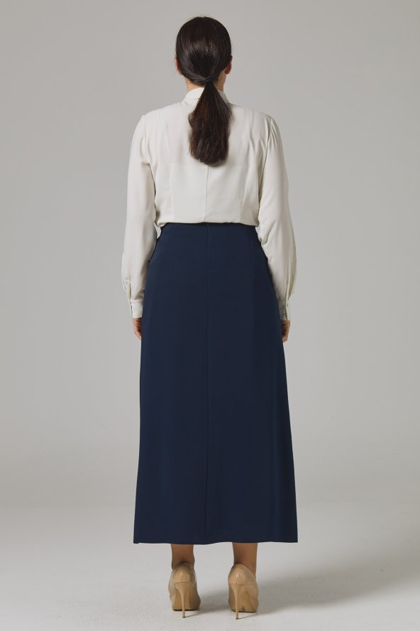 KADIN BÜYÜK BEDEN ÇAN ETEK SORALLİNE 778 LACİVERT SORALLİNE - 5