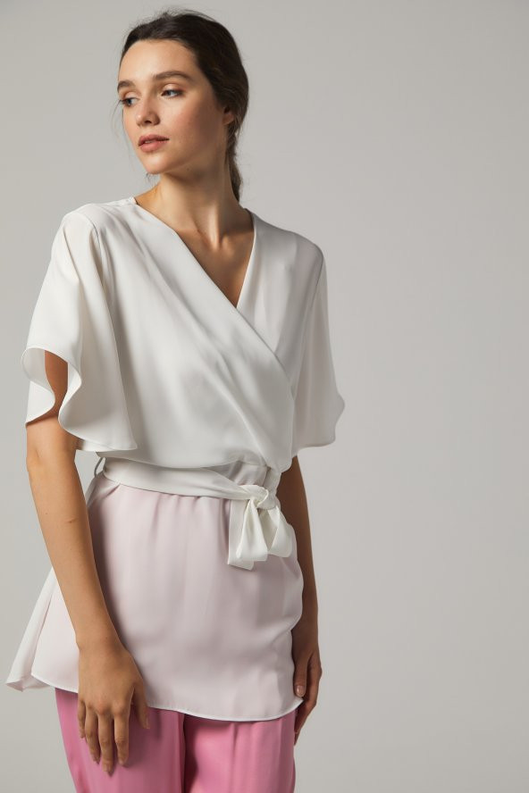 BAYAN ABİYE BLUZ SORALLİNE '' 4195 KREM - 2