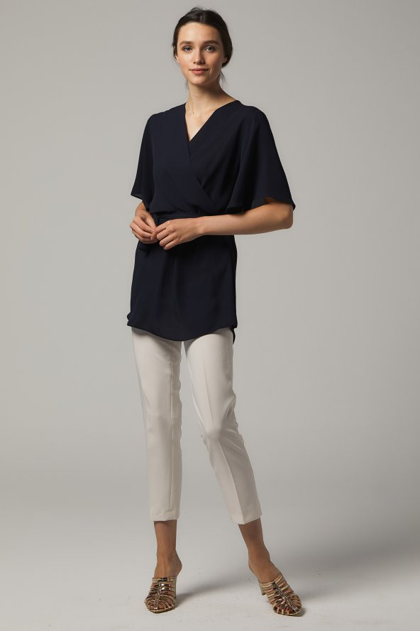 BAYAN BLUZ KRUVAZE BAĞLAMALI SORALLİNE 4197 LACİVERT - 5