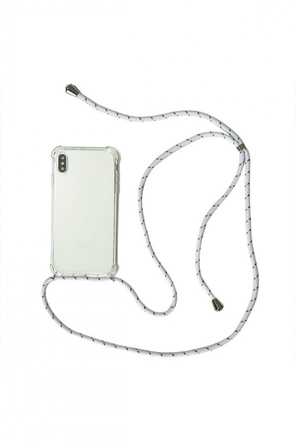 İphone 6s için Boyun askılı Şeffaf çok şık kılıf Beyaz ipli