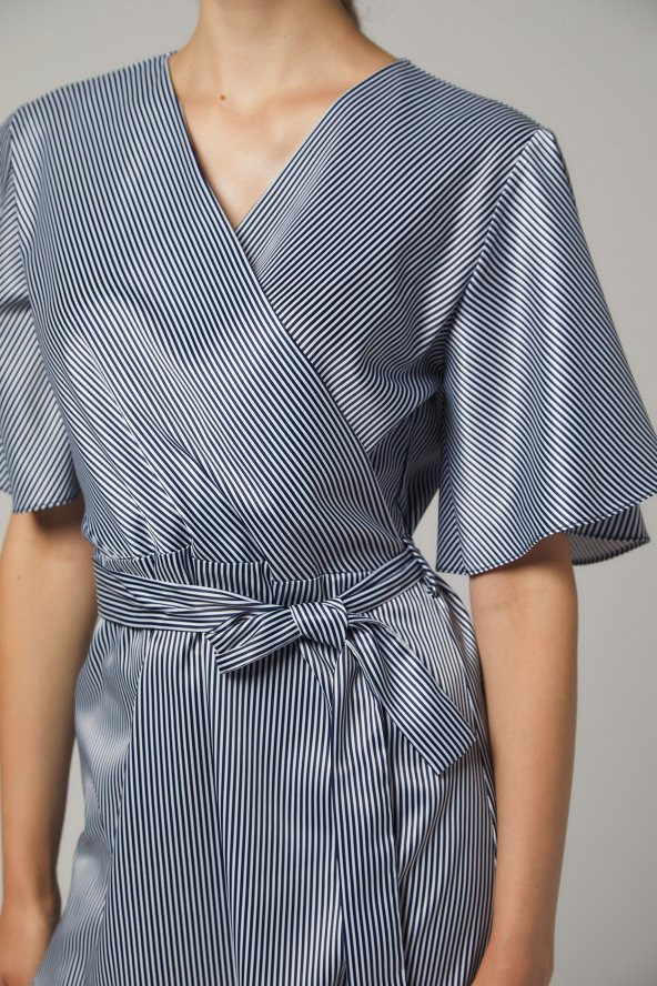 BAYAN BLUZ KRUVAZE SORALLİNE 4197 SATEN ÇİZGİLİ - 3