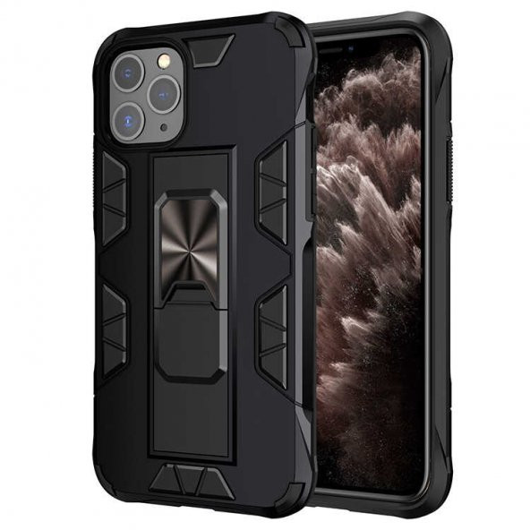 iPhone 11 Pro Kılıf Metal Standlı Manyetikli Ultra Koruma Zırh - 2