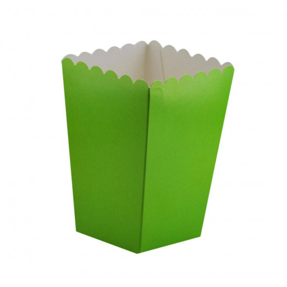 Popcorn Kutusu Karton Düz Renk - Mısır Cips Kutusu - 10 Adet  Yeşil
