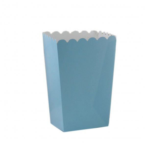 Popcorn Kutusu Karton Düz Renk - Mısır Cips Kutusu - 10 Adet  Mavi