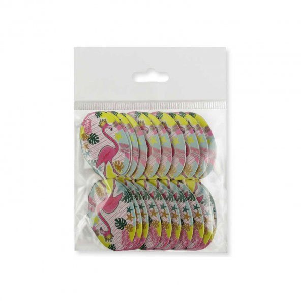 Flamingo Temalı Kürdanlı Sticker - 20 Adet - 2