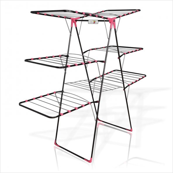 Büyük Çok 3 Katlı Pas İz Yapmaz Çamaşır Kurutma Teli Rafı Askısı - 2