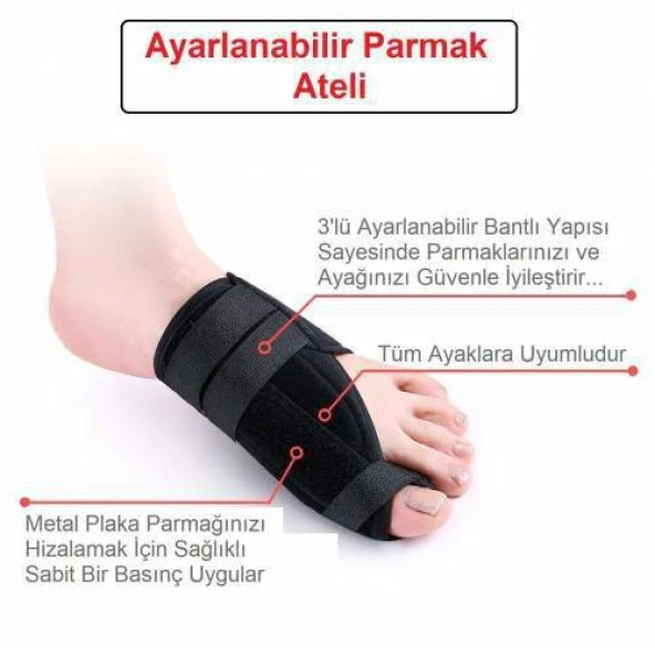 Kemik Düzeltici Baş Parmak Ayak Bunyon Baş Parmak Kemik Koruyucu Makaralı Medikal Gece Ateli - 6