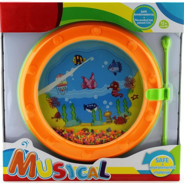 Boncuklu Turuncu Mini Davul  Ws204