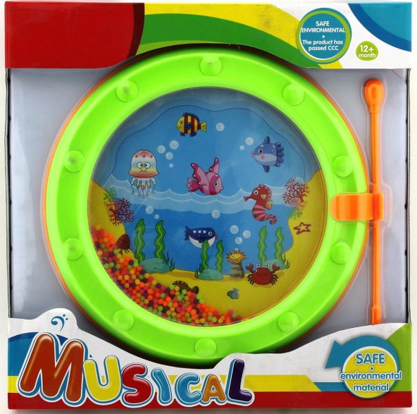 Boncuklu Yeşil Mini Davul  Ws204