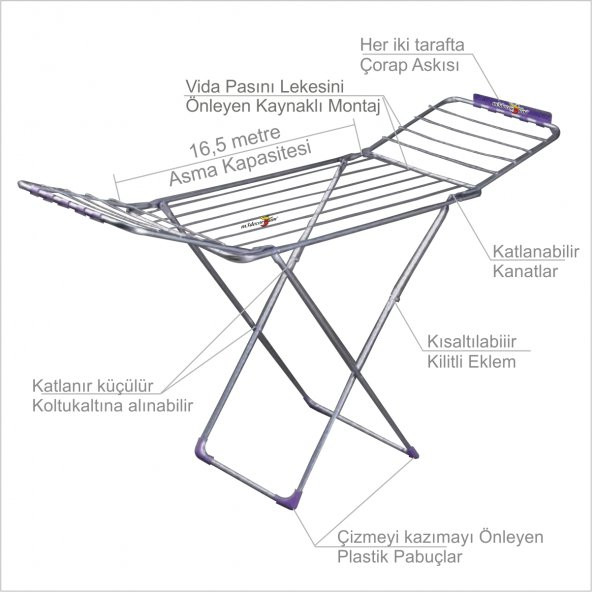 En İyi Sağlam Açılır Katlanır Kanatlı Çamaşır Kurutma Askısı Rafı - 2