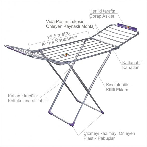 En İyi Sağlam Açılır Katlanır Kanatlı Çamaşır Kurutma Askısı Rafı