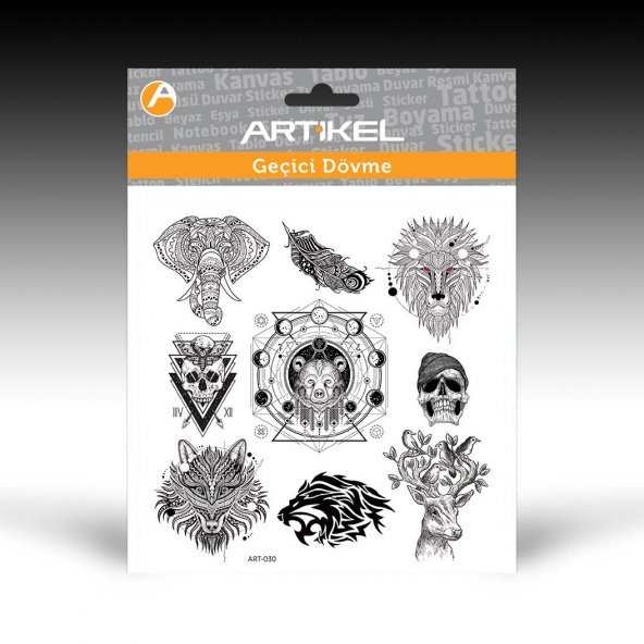 Etnik Hayvan Geçici Dövme,Geçici Tattoo 15,5x16cm,Vücut Dövme,Kol Bilek Dövme,Boyun Dövme,Sırt Dövme - 2