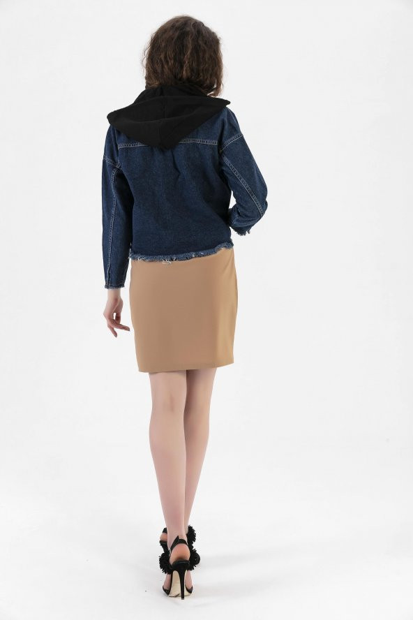 HerTon Kısa Denim Ceket Çıkartılabilir Kapşonlu 18-66-044 - 3