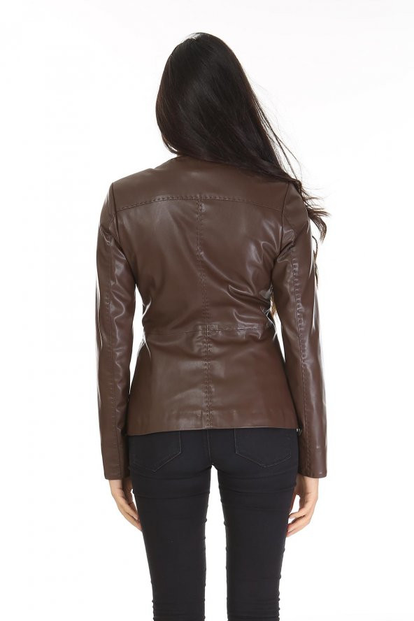 Redpoint Deri(Leather)Nokta Yakalı Puntolu Fermuarlı Ceket - 3