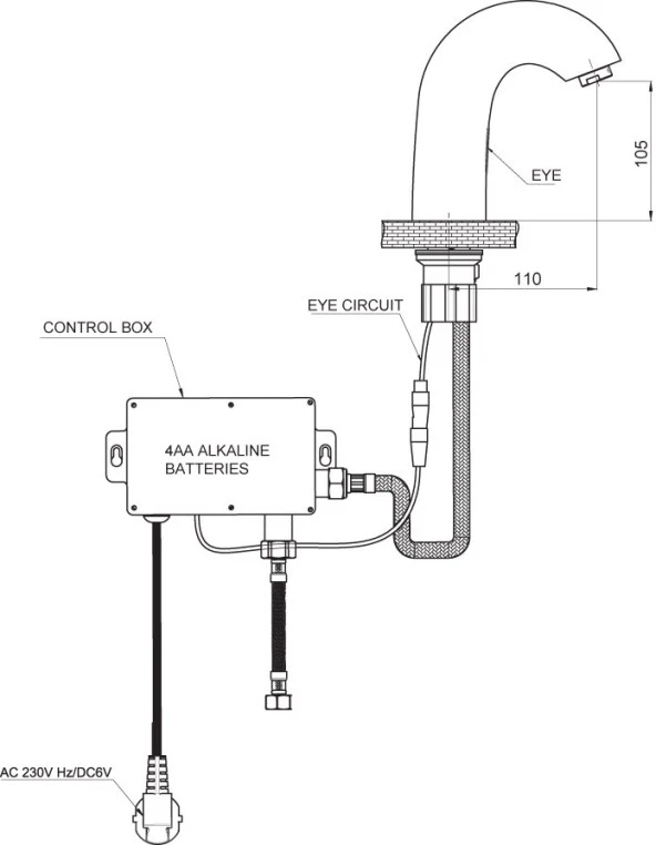 GPD Fotoselli Tek Su Girişli Lavabo Bataryası FLB10-2 - 2