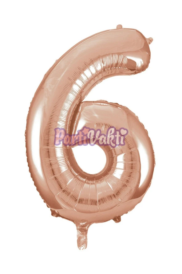 6 Rakam Rose Gold Folyo Balon 40 cm - Resim 2