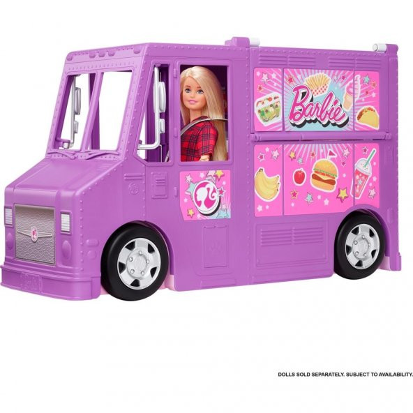 Barbie®nin Yemek Arabası™ çok sayıda oyun alanı ve 30dan fazla gerçekçi oyuncak figür GMW07
