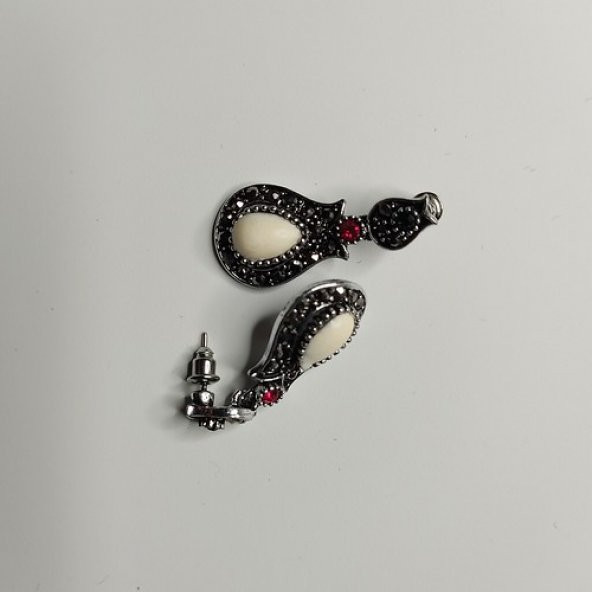 Lületaşı Kolye Küpe Üçlü Set Lale Figürlü - 3
