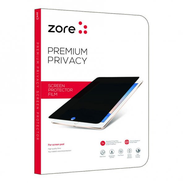 Apple iPad 9.7 2017 Zore Tablet Privacy Temperli Cam Ekran Koruyucu