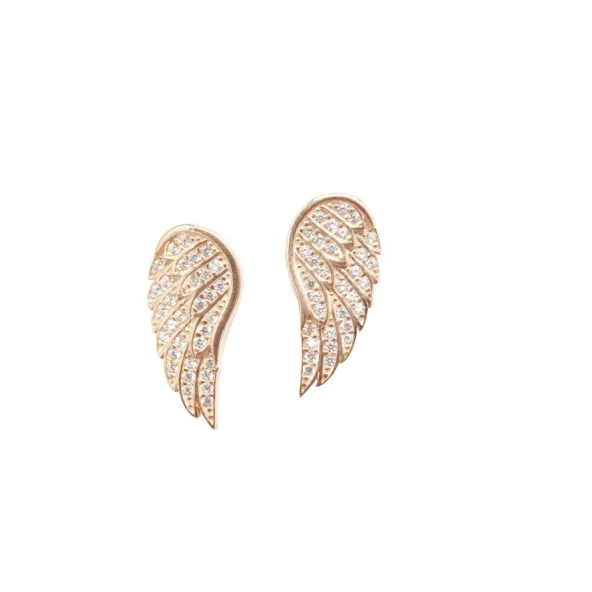 Altın Renk Yarım Kanat Bayan Gümüş Küpe - 6