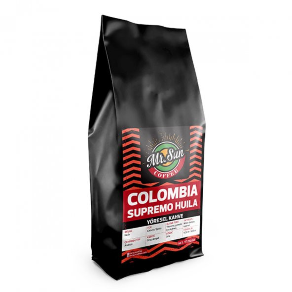 Mr. Sun Coffee Colombia Supremo 2 x 250 Gr. (Kolombiya) Yöresel Filtre Kahve