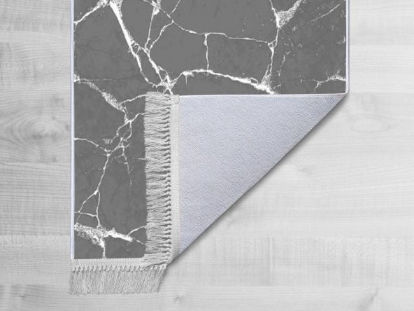 Kaymaz Taban Dijital Baskı Kadife Halı Crack Wall Antrasit 180x280 cm - 2