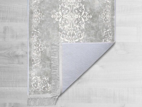 Kaymaz Taban Dijital Baskı Kadife Halı Alberta Gri 80x300 cm - 2