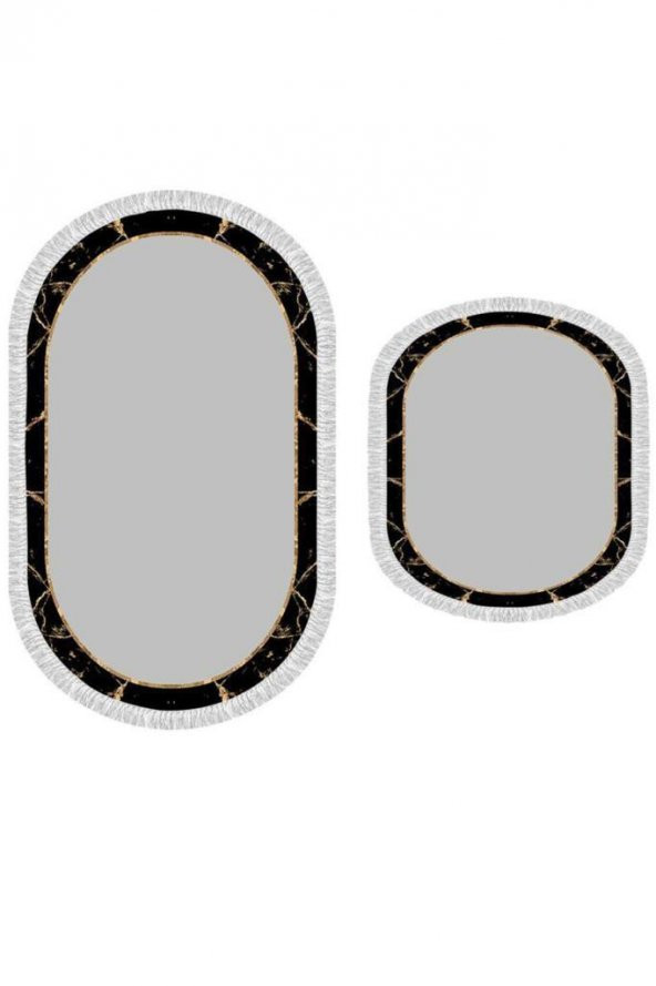 Oval Saçaklı 2li Banyo Paspas Takımı Space Gri - 3