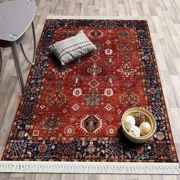 Baskılı Kilim Klasik Etnik Geometrik Geleneksel Türk Motifli