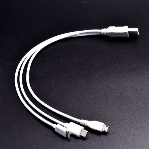 Evastore 3 İN 1 USB Kısa Kablo Lightning+Micro+Type-c