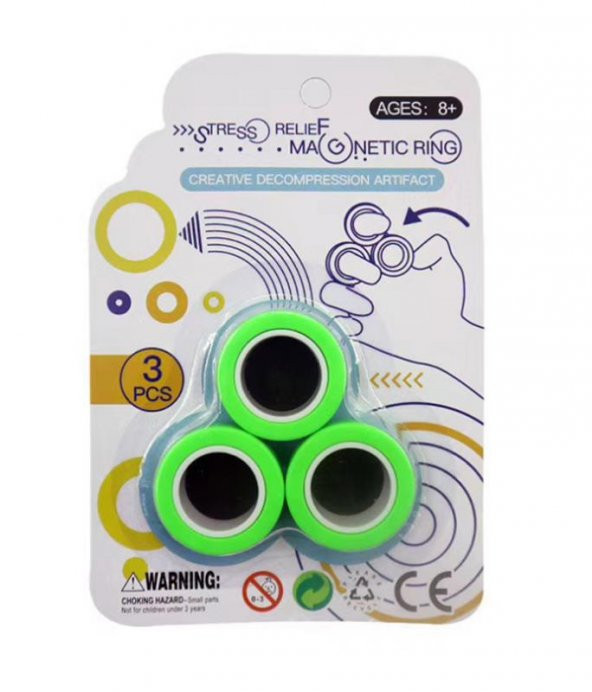 Relief Magnetic Fingears Oyuncak Stres Yüzüğü Tek Paket Yeşil Renk