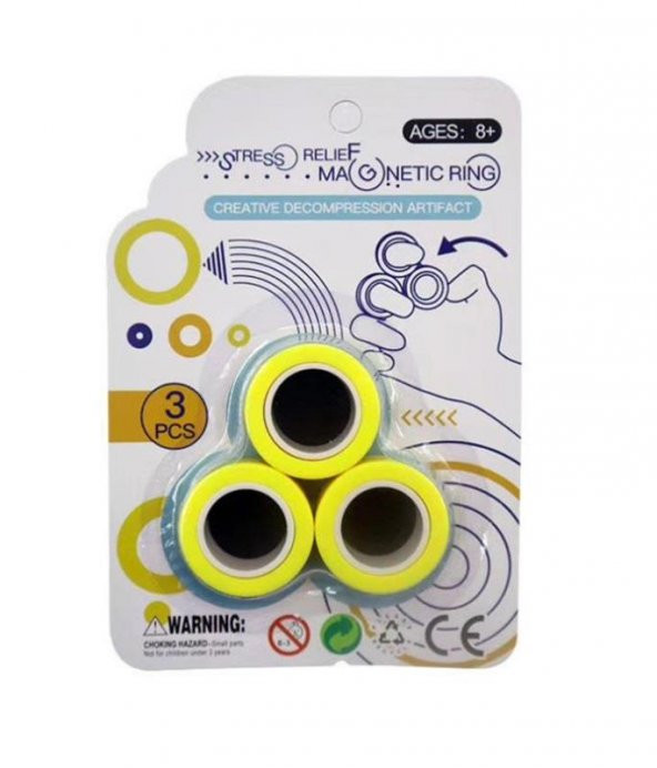 Relief Magnetic Fingears Oyuncak Stres Yüzüğü Tek Paket Sarı Renk