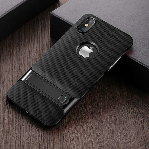 Apple iPhone X Kılıf  Evastore Standlı Verus Kapak - 2