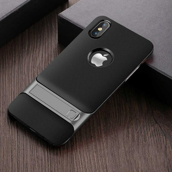Apple iPhone X Kılıf  Evastore Standlı Verus Kapak - 4