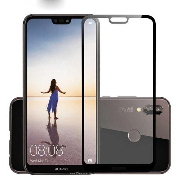 Huawei P20 Lite  Evastore Kenarları Kırılmaya Dayanıklı Cam Ekran Koruyucu