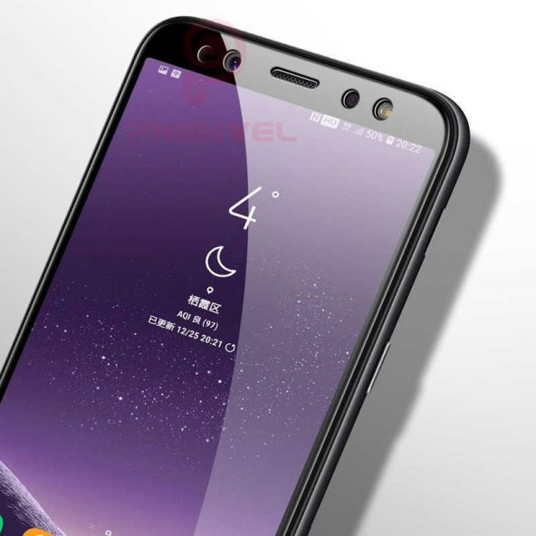 Galaxy A8 Plus 2018  Evastore Kenarları Kırılmaya Dayanıklı Cam Ekran Koruyucu
