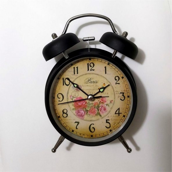 Klasik Retro Fosforlu Işıklı Sessiz Kayar Saniyeli Çalar Saat - Resim 2