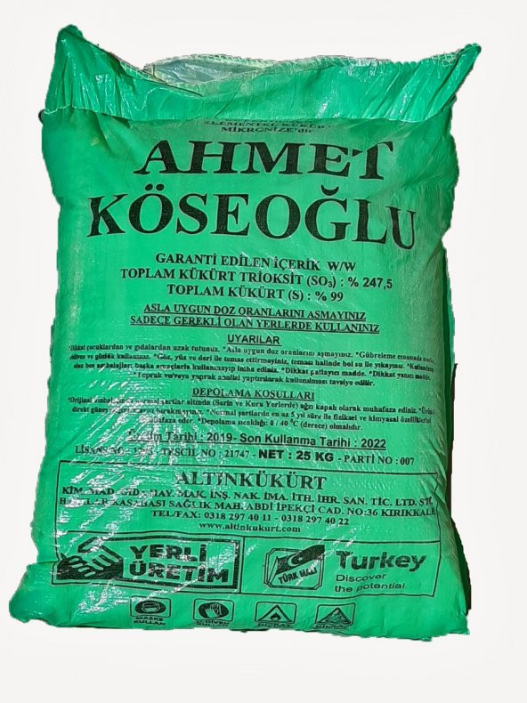 ALTINKÜKÜRT Mikronize Elementel Toz Kükürt 25KG - 2