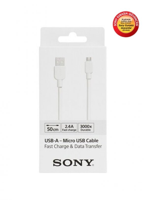 Sony CP-AB50WBOX Micro USB Kablo (50 cm) - Beyaz