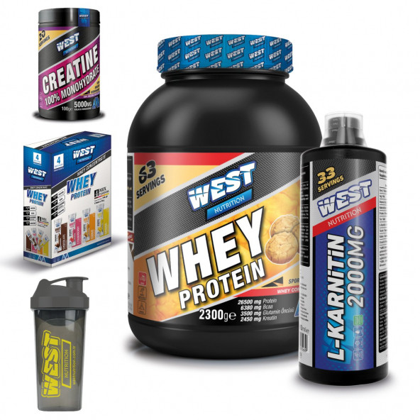 4 HEDİYE West Whey Protein Tozu 2300 gr  L-Karnitin 33 servis Kombinasyonu