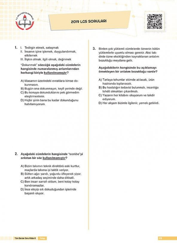 Koza Yayın 8. Sınıf Tüm Dersler Soru Kitabı - 4