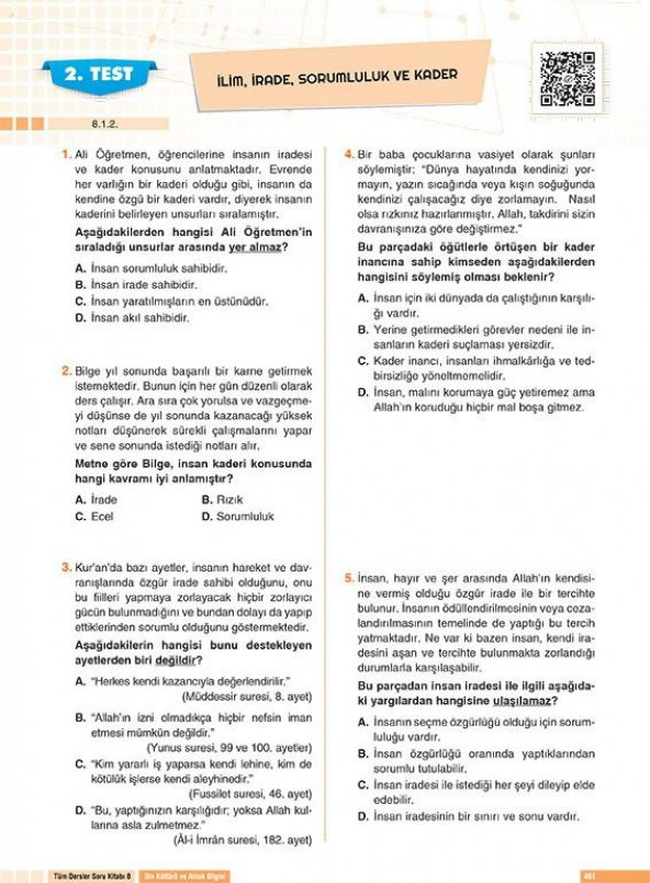 Koza Yayın 8. Sınıf Tüm Dersler Soru Kitabı - 8