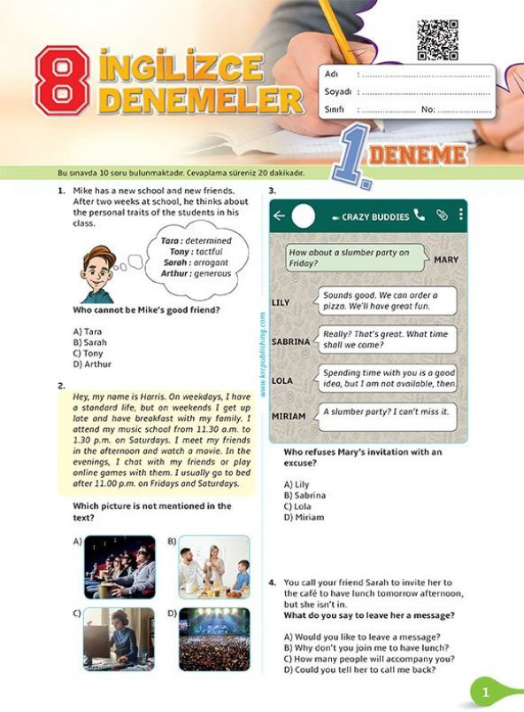 8. Sınıf OVERCOME LGS (İngilizce 16 Deneme Sınavı + MEB LGS Soruları) - 2