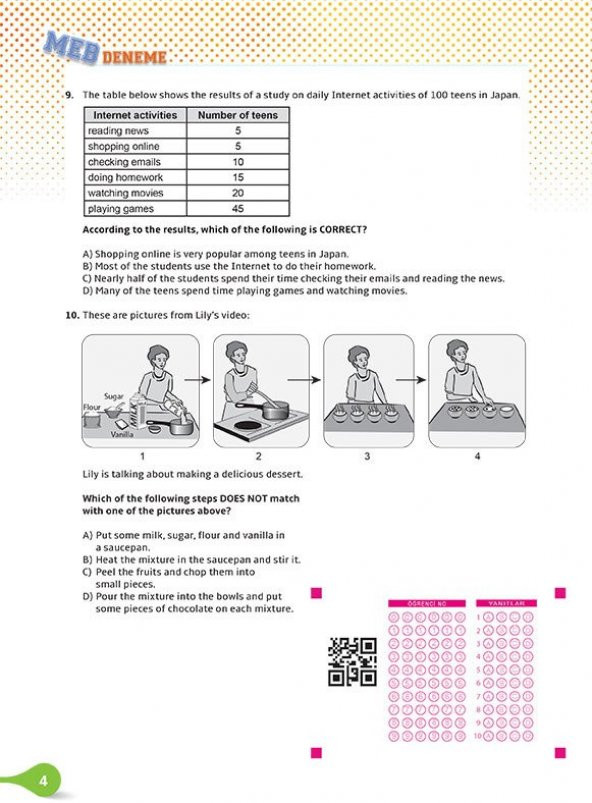 8. Sınıf OVERCOME LGS (İngilizce 16 Deneme Sınavı + MEB LGS Soruları) - 8