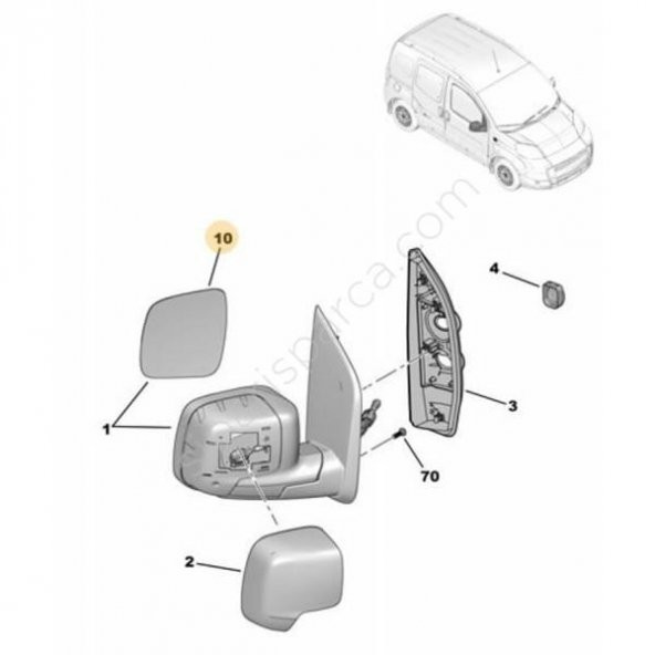 FIAT FİORONO  SAĞ AYNA CAMI ELEKTRİKLİ    71765347 - 4