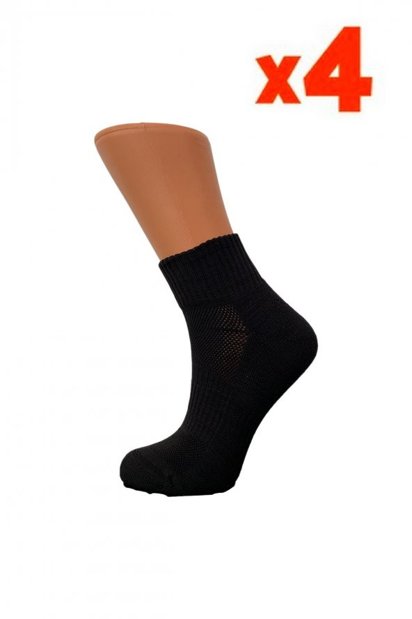 Tüter Siyah Düz Bilek Boy Kadın Çorabı 4lü Set