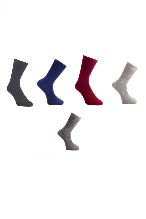 Tüter Ekose Desenli Kabartma 5 Farklı Renk Erkek Çorap