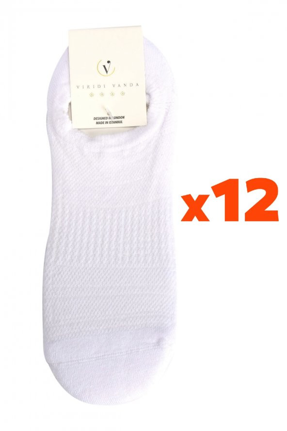 Tüter Beyaz Düz Sneaker Kadın Çorabı 12li Set