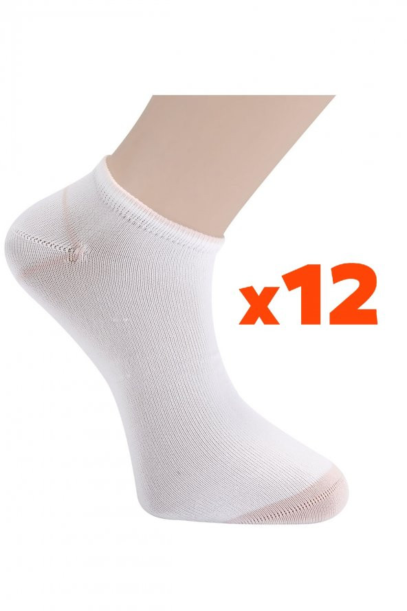 Tüter Beyaz Pudra Sneaker Kadın Çorabı 12li Set